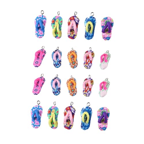 Housoutil 20 Piezas Pantuflas De Arcilla Simulada Colgante De Arcilla Polimérica Decoración De Adornos Colgantes Playa Pequeñas Sandalias Adornaciones Multiplicado Collar Mini Arcilla Suave