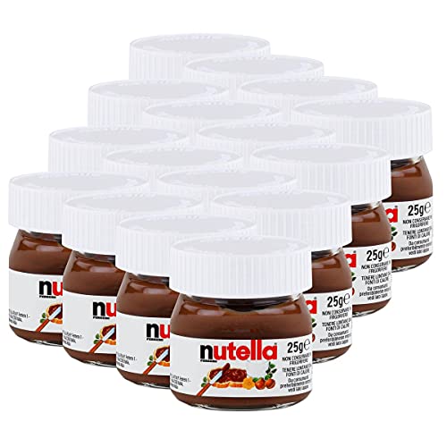 Ferrero Nutella - Juego de 16 tarros pequeños de 25 g, para untar, crema de nugatos, chocolate