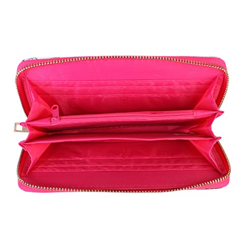 RIAH FASHION Cute Animal Print Zip Around Long Wallet - Fun Pattern Zipper Clutch Purse Card & Phone Slots Rainbow/Unicorn/Llama/Alpaca (Unicorn/Multi Stripe)2