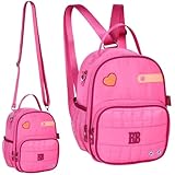 Rebecca Bonbon Lancheira Térmica Infantil com Forro Térmico, 2 em 1 Mochila e Bolsa Transversal, Material Reforçado, P/Escola Viagem Passeio, Meninas (Rosa)