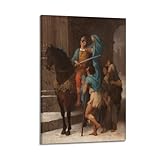 Saint Martin Partageant Son Manteau Avec Un Mendiant (1870) Ernest Barthelemy Michel, klassisches, religiöses Poster, Wandkunst, Schlafzimmerdruck, Heimdekoration, Bild auf Leinwand, 40 x 60 cm