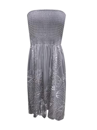 Image of Zyyfly Tube Top Dress Women Summer Beach Coverup Stretch Smocked Strapless Dress