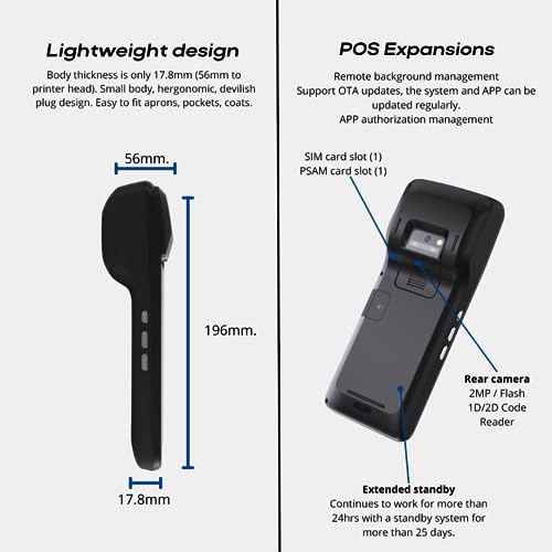 Multzo Pos Pda Receipt Printer 58Mm High Speed Thermal Printer With Android 8.1 5.0’’ Touch Screen. Handheld Mobil Point Of Sale Tablet. Scan 1D/2D/Qr Barcodes. Support 3G And 2G. 1Gb Ram + 8Gb Rom #TOP7