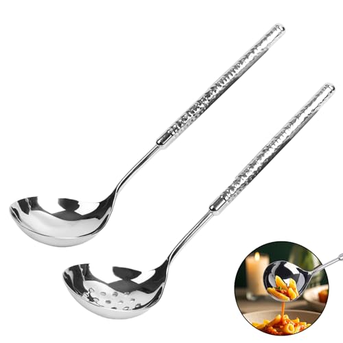 Cuillère lavable au lave-vaisselle en acier robuste pour service de soupe