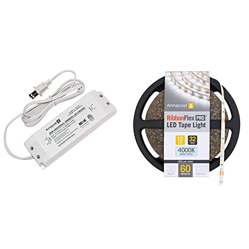 Image of Armacost Lighting 840600 60 watt Dimmable Driver for LED Lighting, with Removable AC Cord, White & 152250 RibbonFlex Pro Series 60 LED Strip Light, 32.8 ft, 4000K, LED Lights