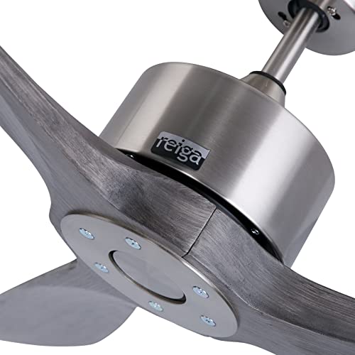 Reiga 65" Ceiling Fans Without Light, Outdoor Damp Rated 3 Blade Propeller Ceiling Fan With Remote Control And Quiet Dc Motor For Patios, Living Room, Farmhouse, Grey #TOP3