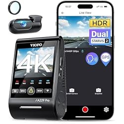 كاميرا لوحة القيادة VIOFO A229 Pro 4K HDR، Dual STARVIS 2 IMX678 IMX675، كاميرا أمامية وخلفية للسيارة بدقة 4K+2K، قناتان مع HDR، تحكم صوتي، WiFi GPS بتردد 5 جيجا هرتز، رؤية ليلية 2.0، وضع ركن السيارة على مدار 24 ساعة