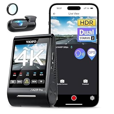VIOFO A229 Pro 4K HDR Dash Cam, Dual STARVIS 2 IMX678 IMX675, 4K+2K Front and Rear Car Camera, 2 Channel with HDR, Voice Control, 5GHz WiFi GPS, Night Vision 2.0, 24H Parking Mode