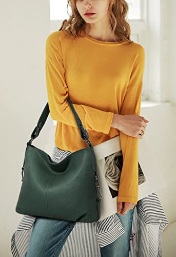 Image of YALUXE Women's Real Leather Shoulder Bags Hobo Handbag Purse Crossbody Bag | Soft Genuine Leather, Convertible, Cross-body Bag, Multiple Pockets, Large Capacity, Medium Size
