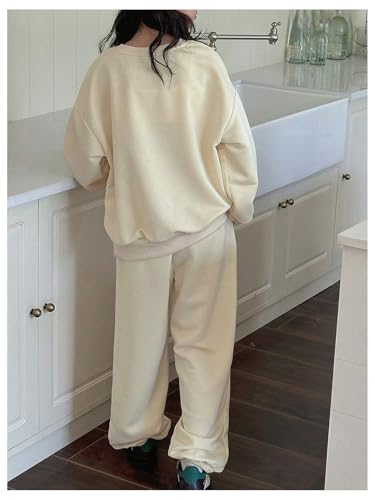 SweatyRocks Girl's 2 Piece Outfits Oversized Long Sleeve Sweatshirt and Sweatpants Tracksuit Sets2
