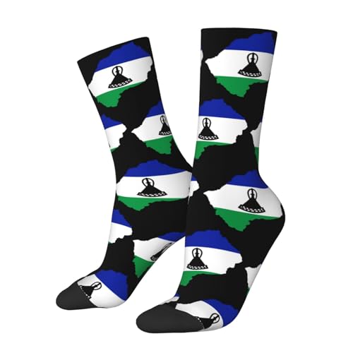 SIYTUAU Lesotho Terrain Map Socks For Women Men Cushion Athletic Crew Socks Casual Wicking Socks