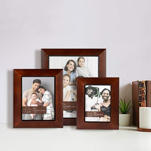 Prinz Dakota Dark Walnut Wood Picture Frames With Velvet Backing - Set Of Two - Made For 5”X7” Photos, Wall Mount Or Tabletop Display #TOP5