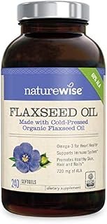 NatureWise Organic Flaxseed Oil Max 720mg ALA | Highest Potency Flax Oil Omega