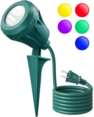 SURAIELEC Plug in Halloween Spotlights Outdoor, 5 Color Lenses, ETL Listed