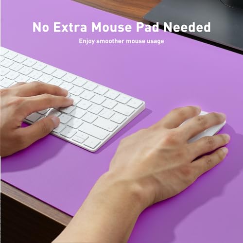 Image of Aothia Faux Leather Desk Mat - Large Mouse Pad, Non-Slip PU Leather Blotter, Waterproof Writing Surface for Office and Home (Iris Violet, 47.2 inch x 23.6 inch)