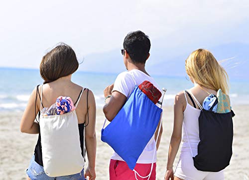 Tbf Cotton Drawstring Backpack Gym Sack, Canvas Cinch Sport Pack For Men, Women - Set Of 3, Black #TOP6