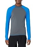 Amazon Essentials UPF 50+ Men's Rashguard, Charcoal & Blue, Large