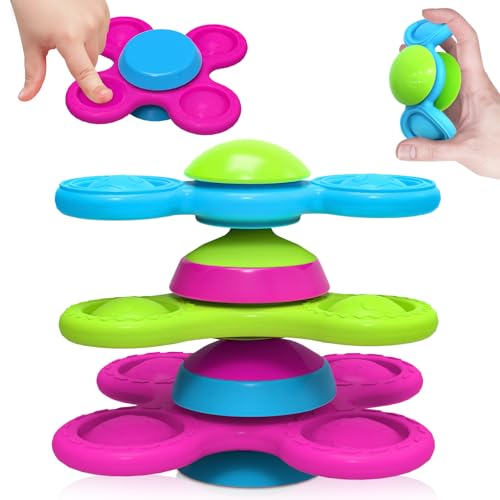 Suction Spinner Toy for Babies Cute Animals Spinning Toys for Toddlers Travel Toy Sensory Bath Toys for Babies 10-12 Months Gifts for Kids Suction Cup Toy