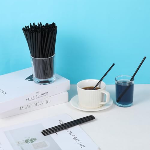 JJUNW 100 pitillos negros cortos de plástico desechables miniatura 7
