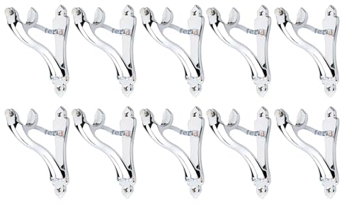 Image of Ferio Heavy Curtain Bracket Steel Rod Holder for Door and Window Acceessories 1 Inch Rod Chrome Finish Set of 10 (Zinc Alloy Chrome) (Silver Color)