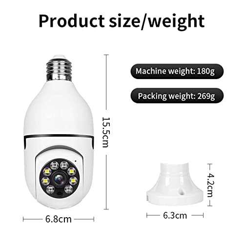 Light Bulb S𝐞𝐜urity C𝐚𝐦era, 2.4Ghz Wifi C𝐚𝐦era Indoor Outdoor, 1080P E27 Wireless C𝐚𝐦era, 360° Pan/Tilt View Night Vision, Motion D𝐞t𝐞ction,Real-Time A𝐥𝐞rts, Two Way Talk #TOP6