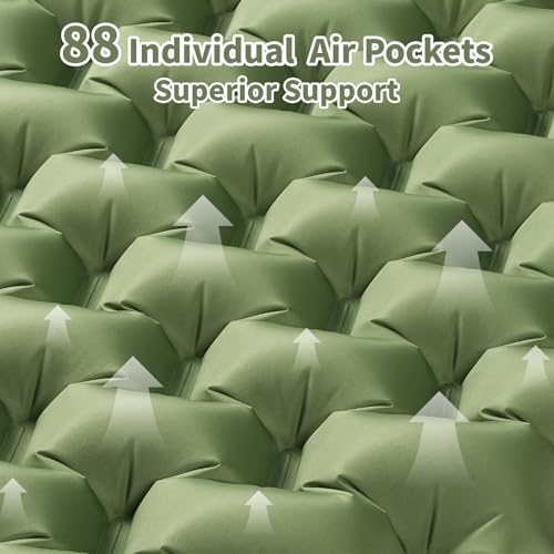 WILDOMS Sleeping Pad for Camping - 4” Thick Inflatable Camping Mat with Built-in Pump & Pillow, Ultralight Self Inflating Camping pad, Backpacking Sleeping Mat for Hiking, Tent, Traveling