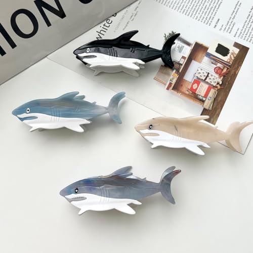 Pinza para el cabello Novelty Big White Shark, pinza de acetato, pequeño clip para mujer, azul miniatura 6