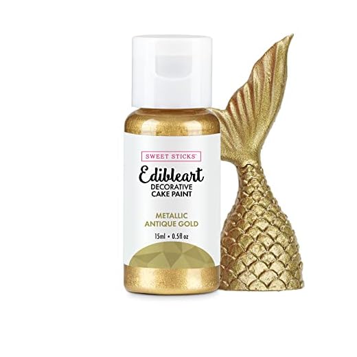 Sweet Sticks Edible Art Decorative Cake Paint 0.5 Ounce (15 Milliliters), Metallic Antique Gold