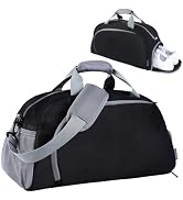 Sports Gym Bag for Women Men, Travel Workout Duffel Weekend Overnight Shoulder Bags with Shoes Co...