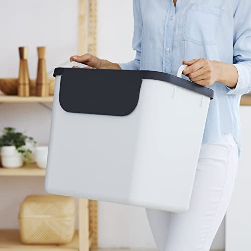 Jive Mülltrennsystem Set 3er-Set Mülltrennsystem 30l für die Küche, Kunststoff (PP recycelt), dunkelgrau/weiss/grün, 3 x 30l (39.8 x 29.8 x 50.1 cm)