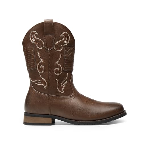 Bruno Marc Men's Cowboy Boots Embroidered Country Boot,Brown-Pu,9 by Bruno Marc - Used condition - Image 5