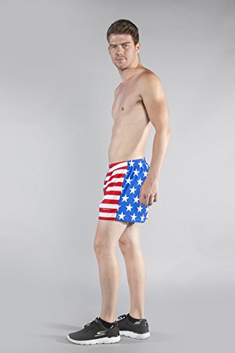 B.o.a Boa Mens Stretch 3.75" V-Notch Running Short Us Flag (1102Swp) Size Md #TOP4