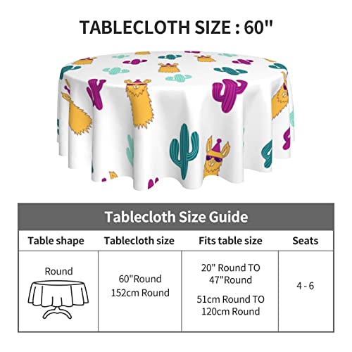 Alpaca Table Cloth Round Table Cover Wrinkle Resistant Waterproof Tablecloth 60 Inch Washable For Kitchen Party Picnic Fall Decorations For Home #TOP3