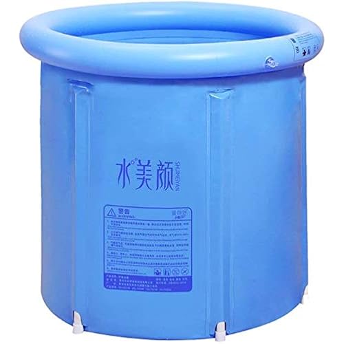 JoySee Heavy Duty Adult Size Folding Bathtub, Portable Plastic Bathtub, Blue