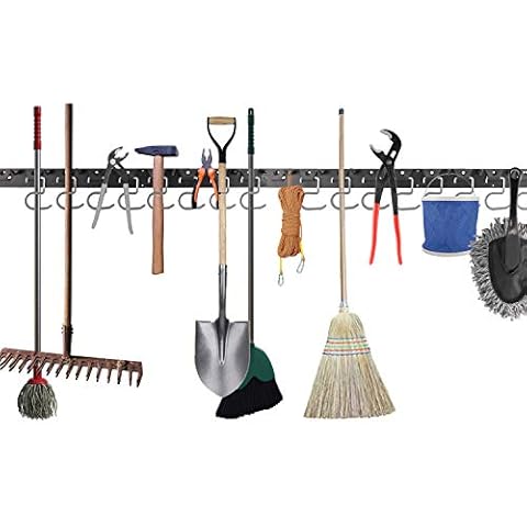 Homtone Garden Tool Organizer 162cm Long Adjustable Storage Hook Storage System Wall Mounted Yard Tool Organizer for Garage Warehouse,64 Inch Cover