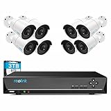 Reolink 5MP Überwachungskamera Set Aussen, 16CH 3TB Festplatte NVR und 8X 5MP PoE IP Outdoor Kamera für 24/7 Aufnahme und Audioaufzeichnung, 30M IR Nachtsicht, Bewegungsmelder, RLK16-410B8-5MP