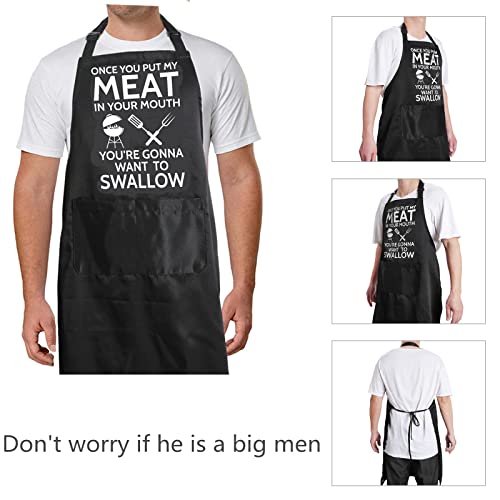 Masgalacc Funny Grilling Gifts For Men, Husband Valentine Gifts, Cooking Chef Apron With Pockets Bbq Kitchen Work Aprons #TOP3