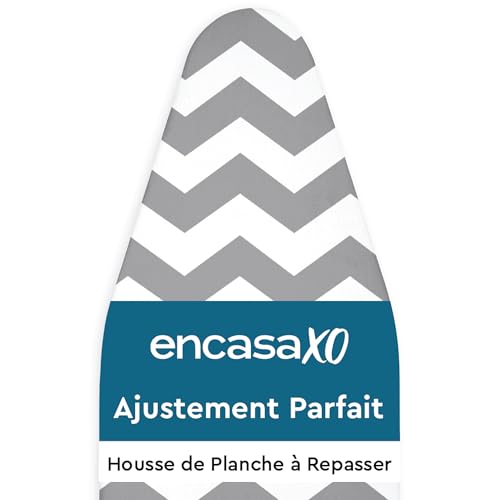 Encasa XO Housse Table À Repasser avec Rembourrage en Feutre De 3 mm, Serrage par Cordon (Convient Aux Planches Standard De Medium De 112x34 cm), Imprimé - Zig zag