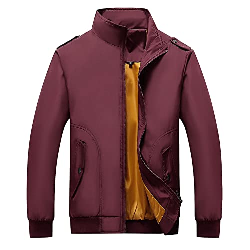 bgyujn Bluson - Chaqueta de entretiempo para hombre, chaqueta uttor para senderismo, primavera, moda de invierno, informal, chaqueta de bolsillo, abrigo grueso de mezcla de lana para hombre, rojo,