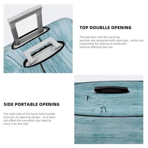 Turquoise Wooden1 Travel Luggage Covers - Elasticity Suitcase Covers Protector for Luggage 18-32 Inch4