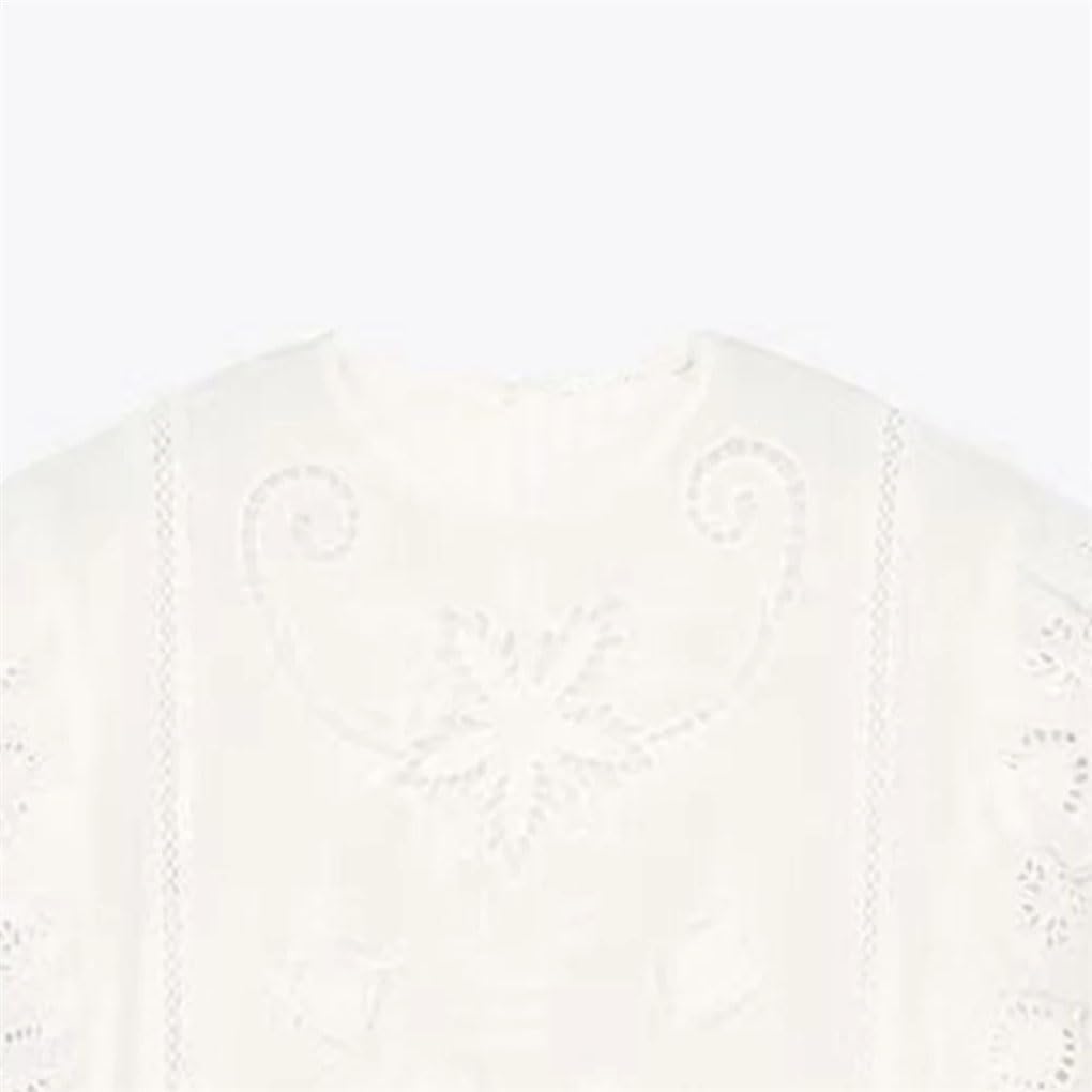 Women's Embroidered Hollow Round Neck Sleeveless T-Shirt