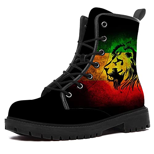 Rasta Combat Boots Mens Womens Lace Up Winter Leather Boots Ankle Bootie Shoes Gifts for Her,Him2