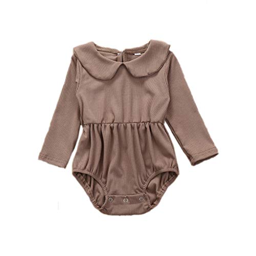 milkcha Baby Girls Clothes,Newborn Infant Baby Girls Long Sleeve Solid Ruffle Bodysuit Romper Clothes