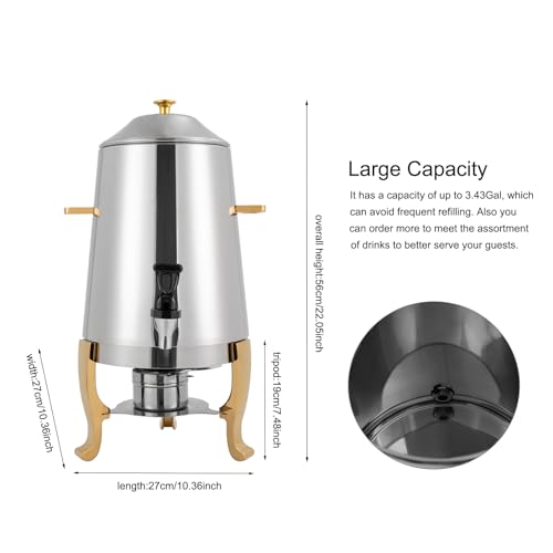 YIYIBYUS 3.5 Gallon Hot Beverage Dispenser, Stainless Steel Coffee Urn Chafer, Hot Drinks Dispenser for Milk Coffee Tea Water Juice - Parties Event Buffet Catering