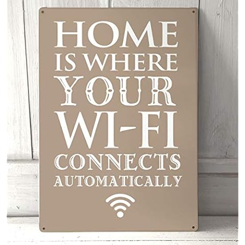 Artylicious HOME is where the WiFi connects automatically quote Stone, A4 metal sign plaque wall art Cover