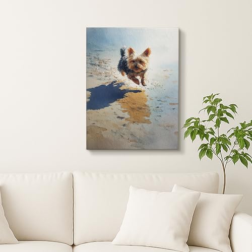 Toile murale Yorkshire Terrier 40x50 cm cadre chien automne