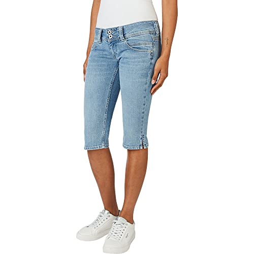 Pepe Jeans Damen Venus Crop Shorts, Blue (Denim-PE8), 30W