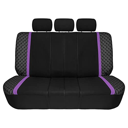 We Are Young Life Is Fun™ Checker Car Seat Covers Universal Fit Interior Accessories Full Set Purple Seat Cover Combo Steering Wheel Cover And Seat Belt Pads, Airbag And Split Rear Car Seat Covers #TOP6