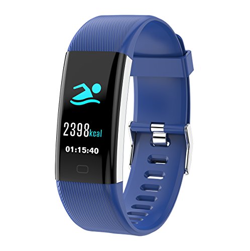 AHOME Reloj de podómetro, Monitor de sueño, Reloj de Salud multifunción Color Pantalla Pulsera Color (Azul, Negro, Rosa, Morado, Verde)-Blue