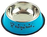 Black Temptation Kleine Edelstahl Schüssel Set Fütterung Topf/Pet Schüssel/Hundeschüssel/Katze Schüssel Für Essen & Wasser M Größe (blau#01)